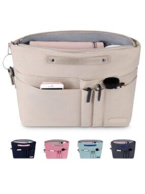 Womens Purse Organizer Insert for Handbags, Totes 15 pockets Beige